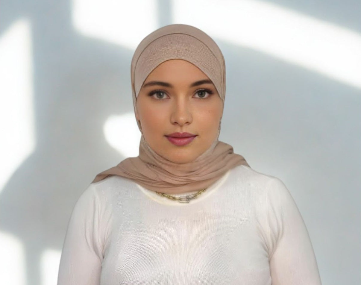 Hijab Beige sans dentelle