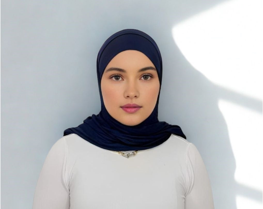 Hijab Bleu sans dentelle