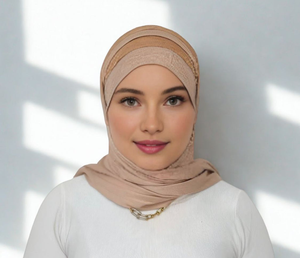 Hijab Beige avec dentelle