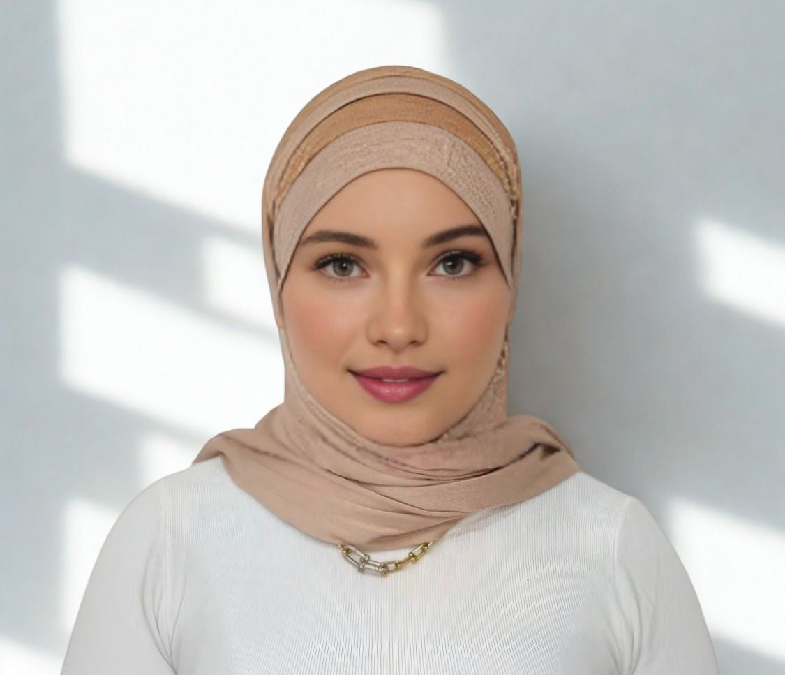 Hijab Beige avec dentelle