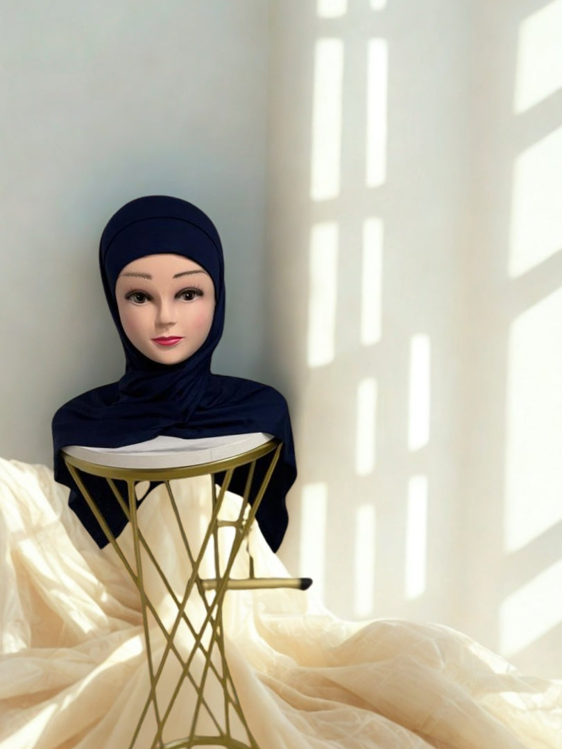 Hijab Bleu sans dentelle