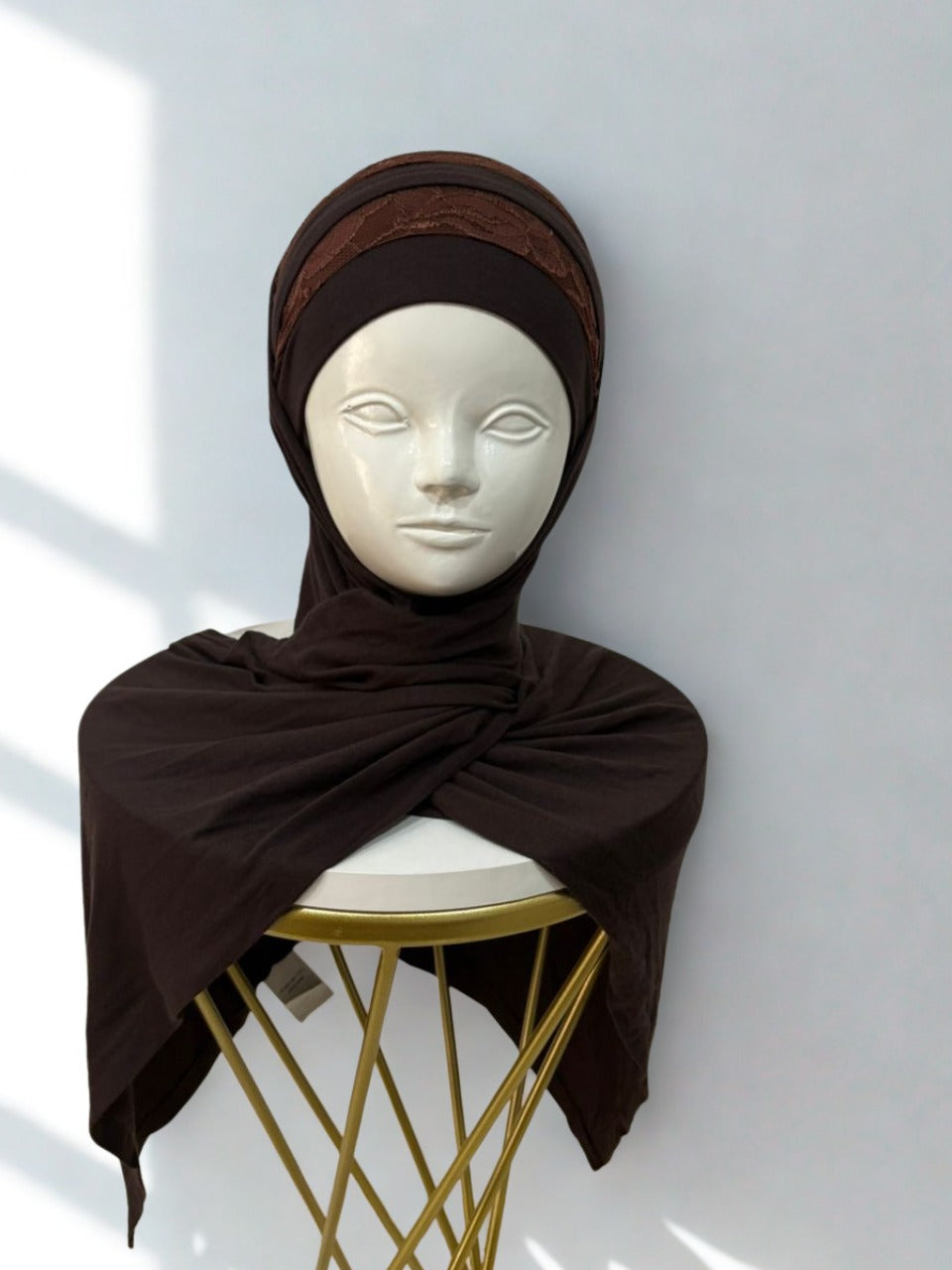 Hijab Marron avec dentelle