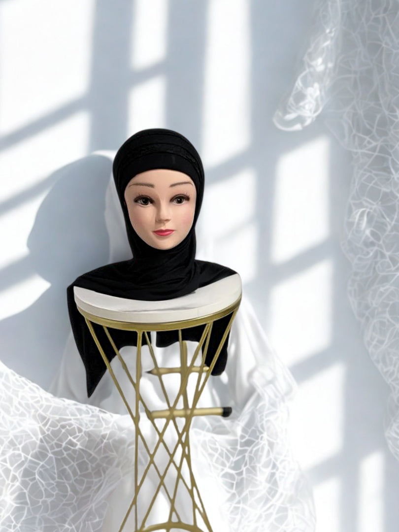 Hijab Noir avec dentelle