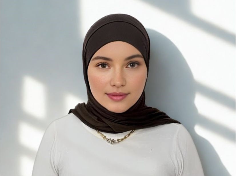 Hijab Marron sans dentelle