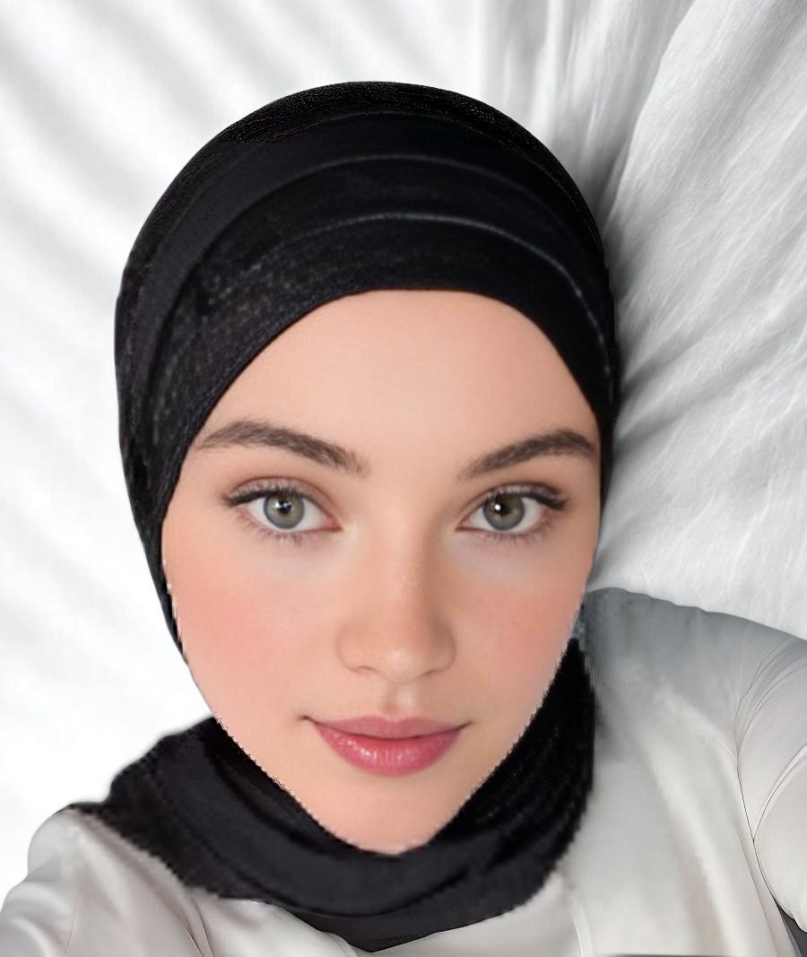Hijab Noir avec dentelle