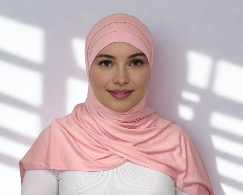 Hijab Rose avec dentelle