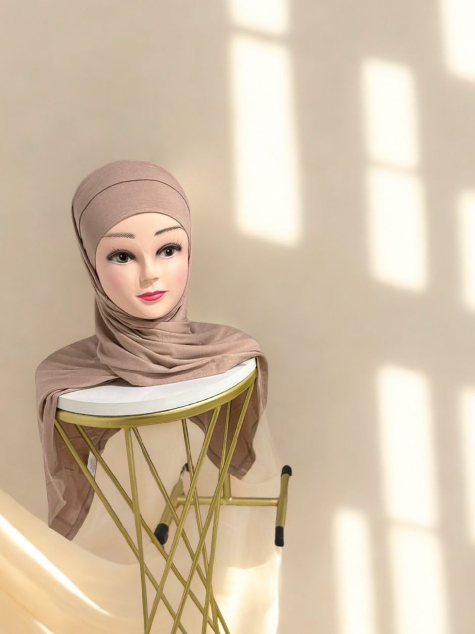Hijab Beige sans dentelle