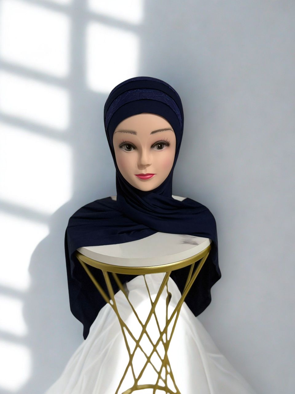 Hijab Bleu avec dentelle