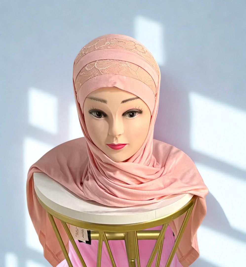 Hijab Rose avec dentelle